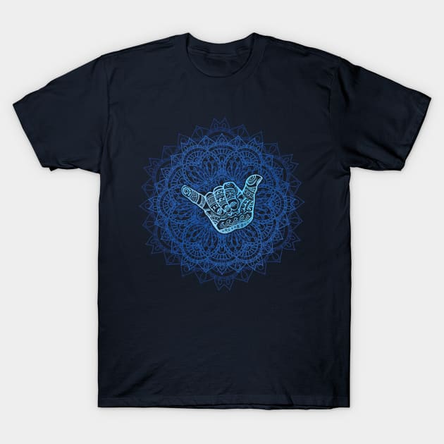 Boho Hang Loose Mandala - Blue T-Shirt by Jitterfly